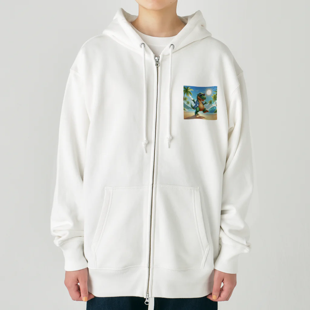 samkorのティラノサウルスのサマーバケーション Heavyweight Zip Hoodie