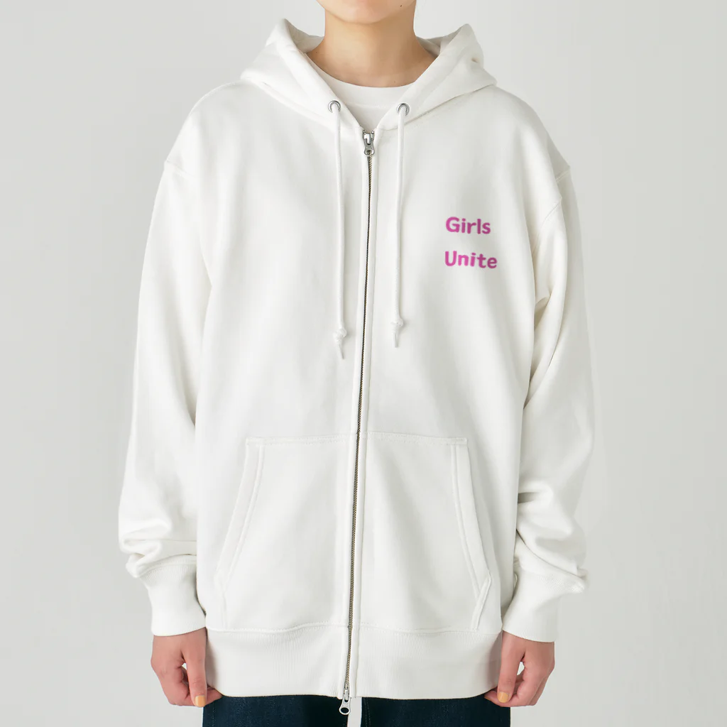 あい・まい・みぃのGirls Unite-女性たちが団結して力を合わせる言葉 Heavyweight Zip Hoodie