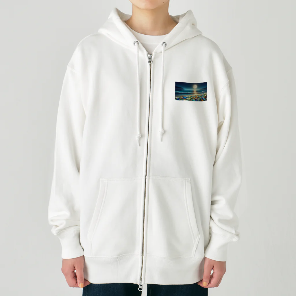 yunakiziの夜に輝くシーガラス Heavyweight Zip Hoodie