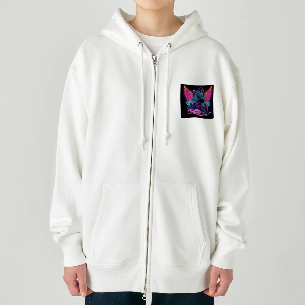 momonekokoのネオンカラーの魔女と骸骨 Heavyweight Zip Hoodie