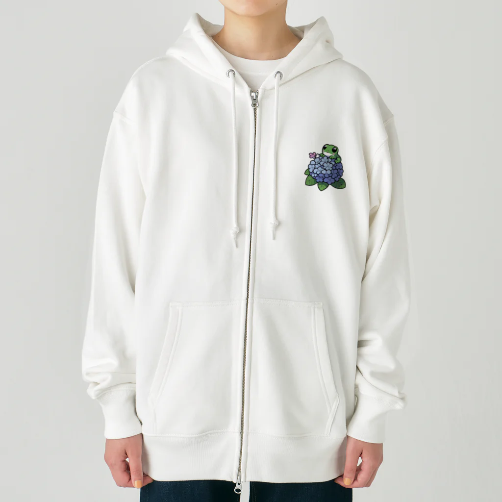 終わらない夢🌈のあじさいの花と🐸カエル君 Heavyweight Zip Hoodie