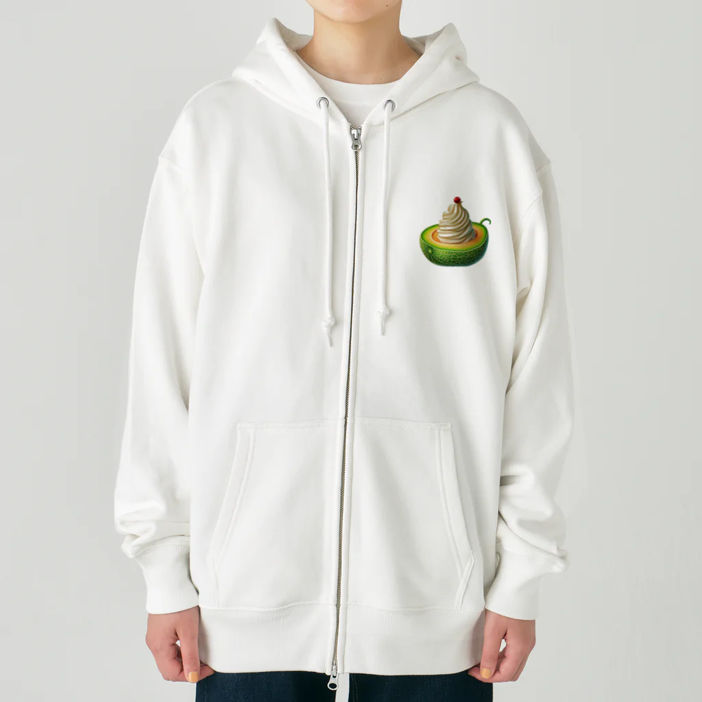 かるるんショップのメロンと生クリームとさくらんぼ Heavyweight Zip Hoodie