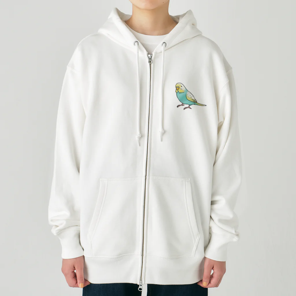 まめるりはことりのごきげんセキセイインコ【まめるりはことり】 Heavyweight Zip Hoodie