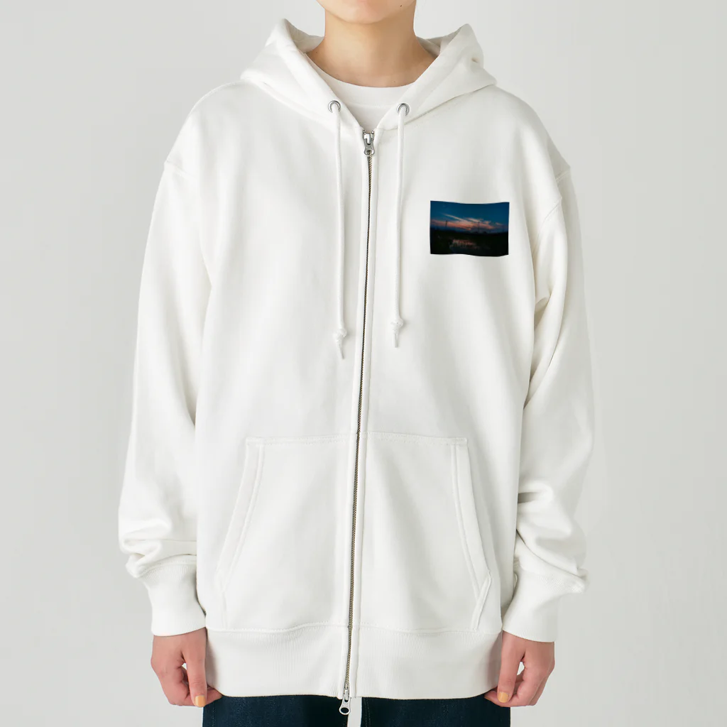 otakeの写真店の夕焼けの田んぼ Heavyweight Zip Hoodie