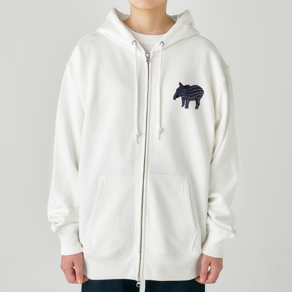 LalaHangeulのマレーバクの子供(文字無し) Heavyweight Zip Hoodie