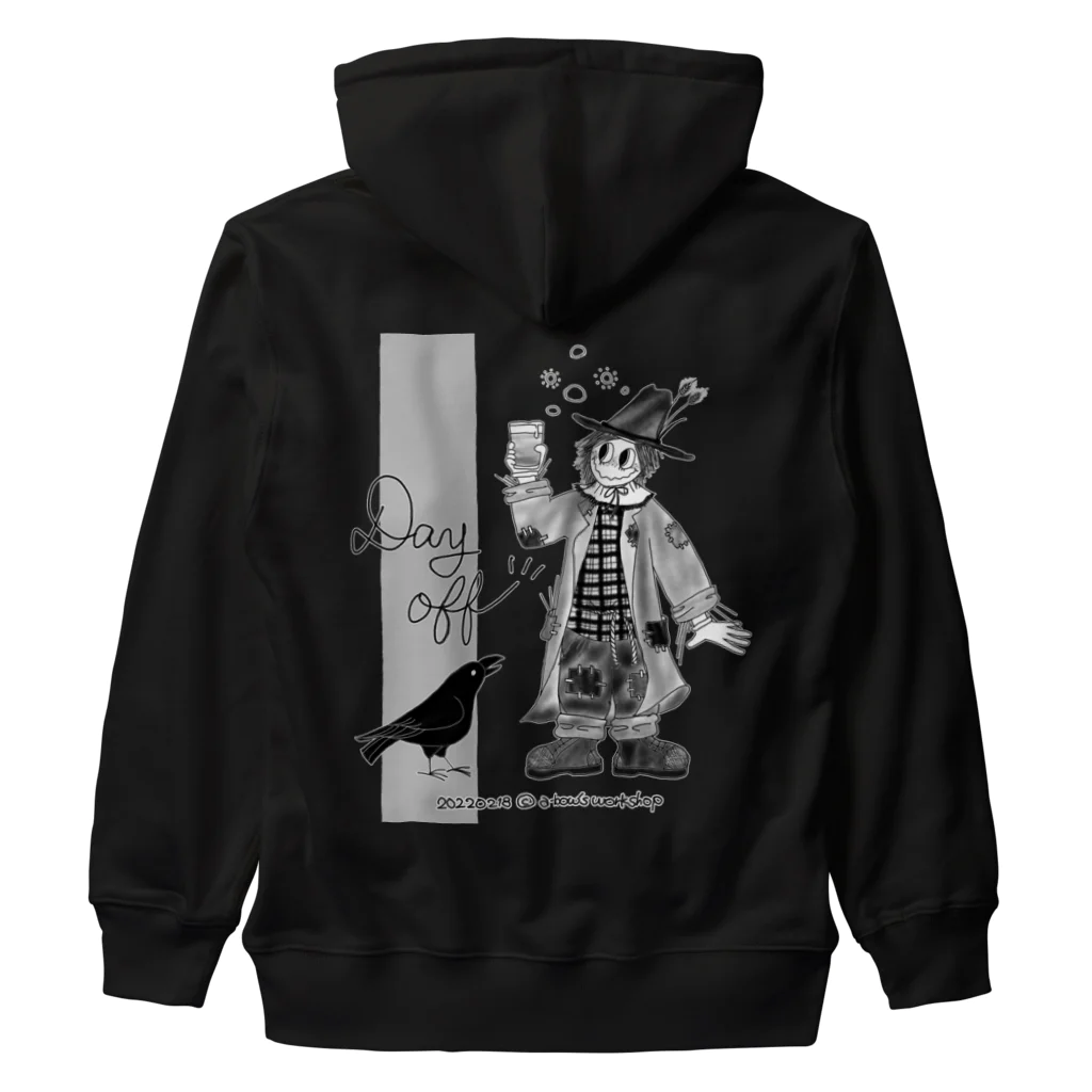 a-bow's workshop(あーぼぅズ ワークショップ)のDay off (かかしくんの休日) Heavyweight Zip Hoodie