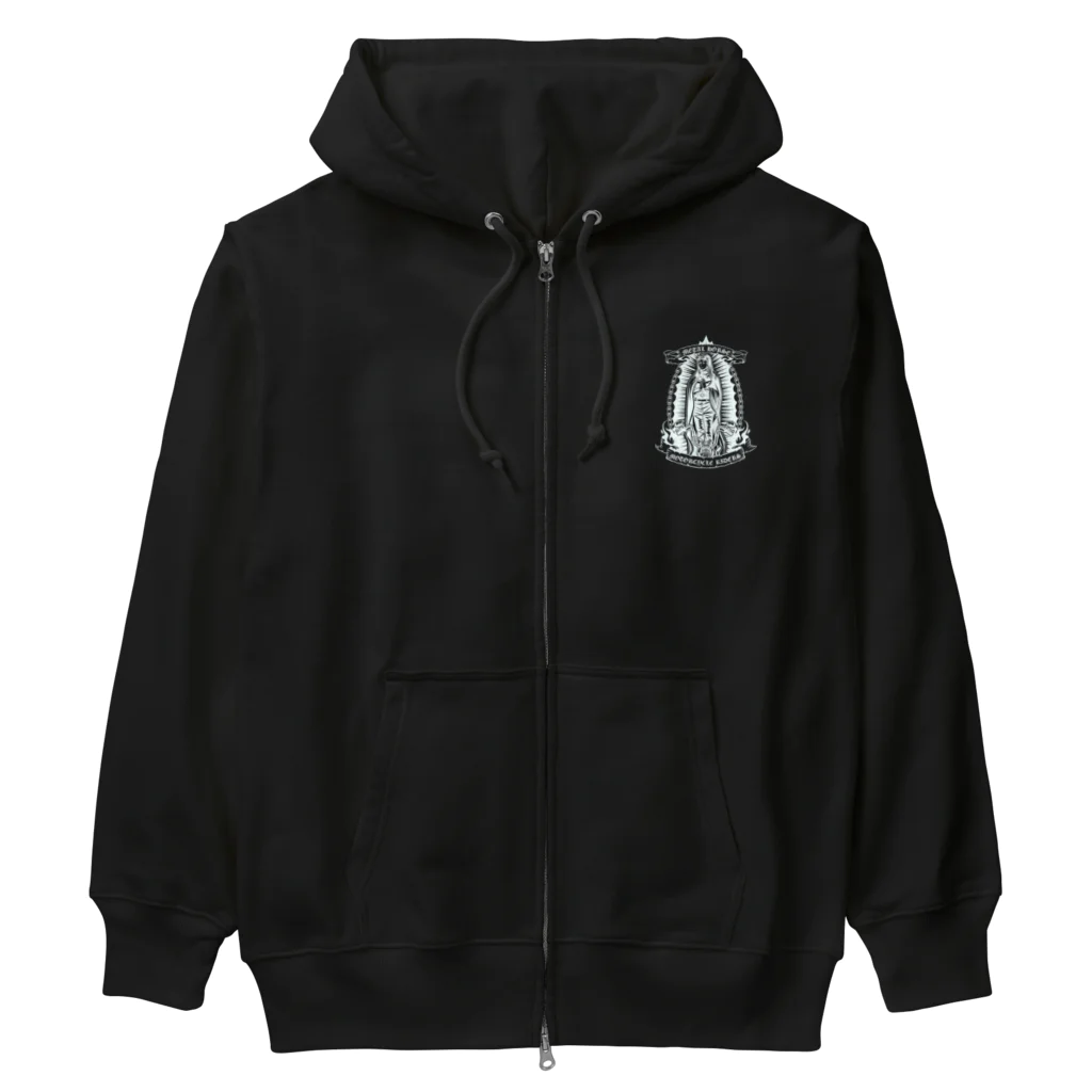 METAL HORSE 金属の馬のMETAL HORSE バイカーマリア ホワイト Heavyweight Zip Hoodie