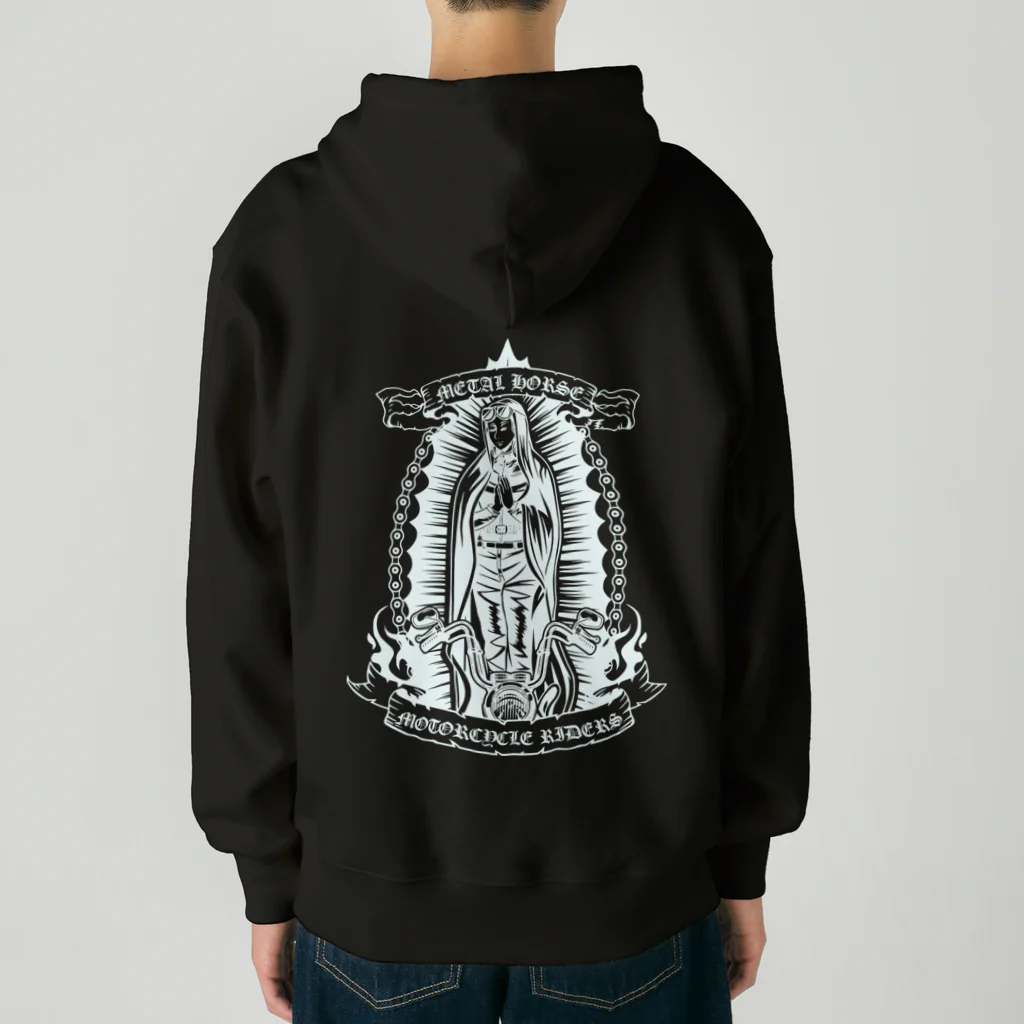 METAL HORSE 金属の馬のMETAL HORSE バイカーマリア ホワイト Heavyweight Zip Hoodie