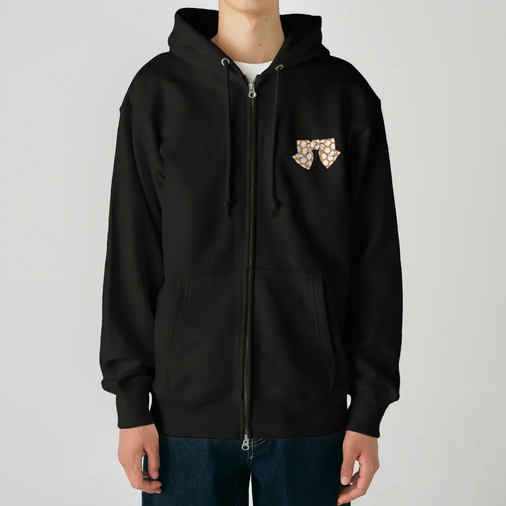 Drecome_Designのドットリボン(ブラウン) Heavyweight Zip Hoodie