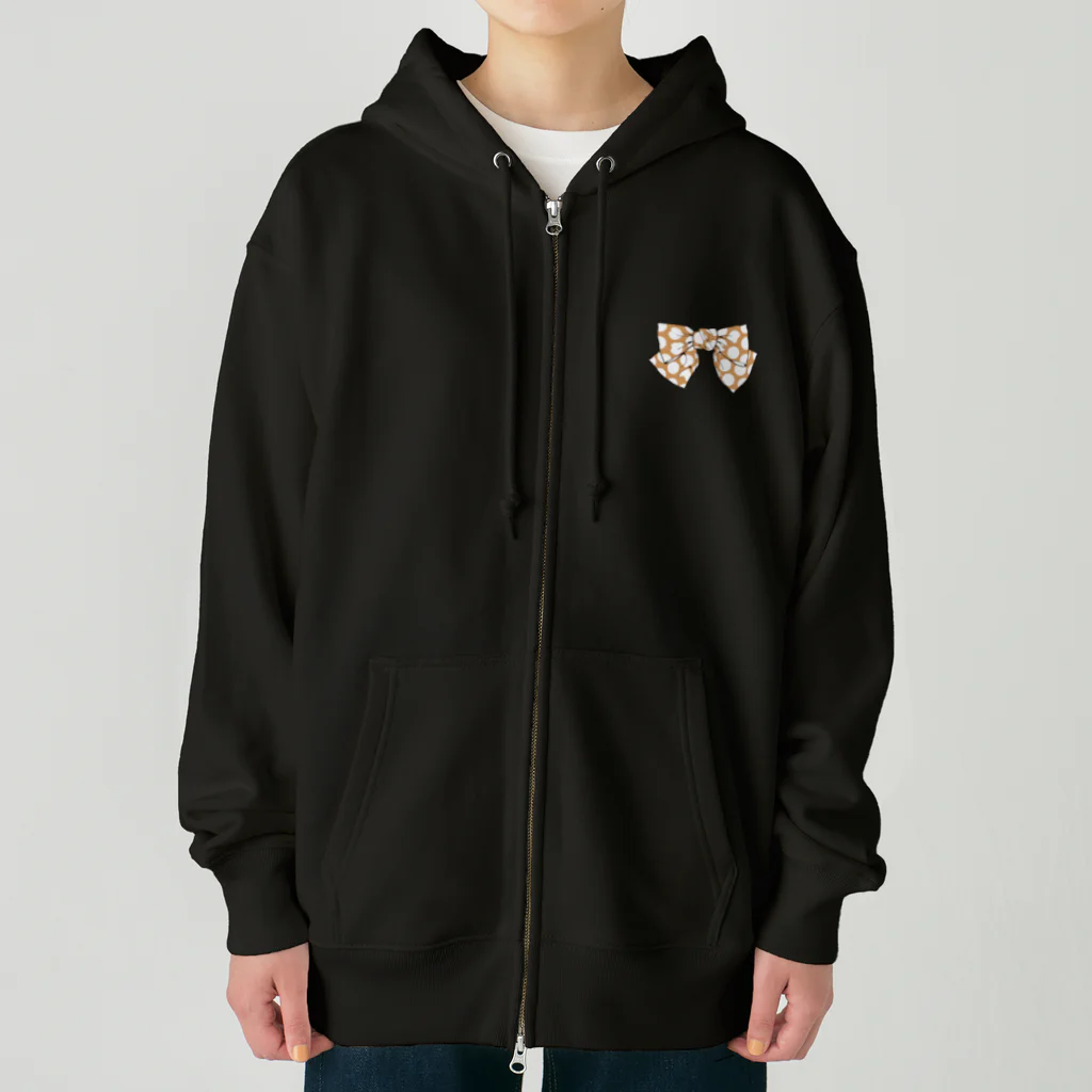 Drecome_Designのドットリボン(ブラウン) Heavyweight Zip Hoodie