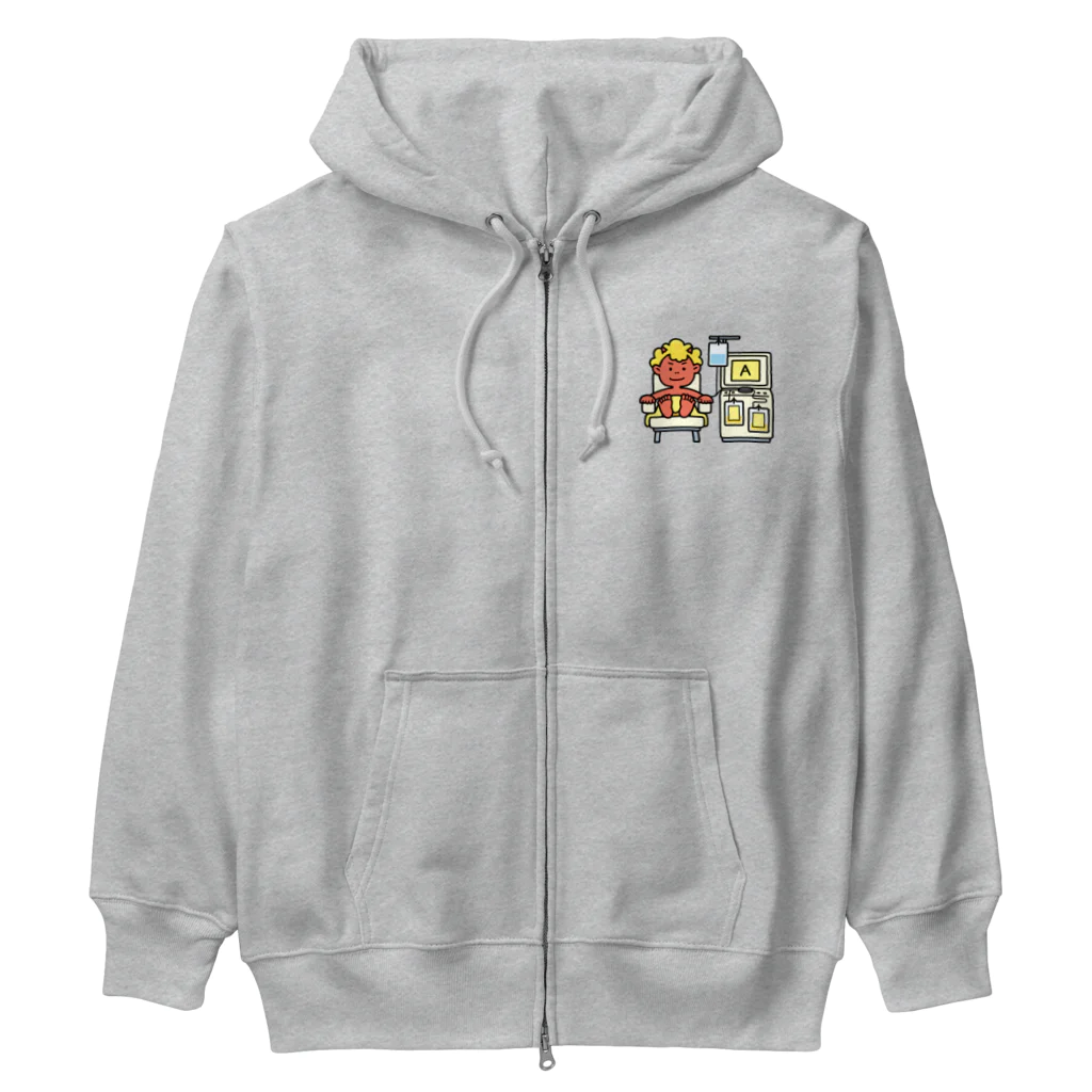 有限会社ケイデザインの献血好きなオニさん【A型・成分献血】 Heavyweight Zip Hoodie