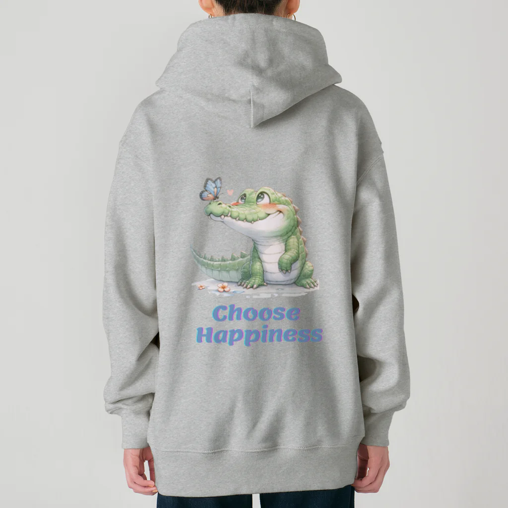 ワニ部（crocodile club)の蝶とワニさん Heavyweight Zip Hoodie