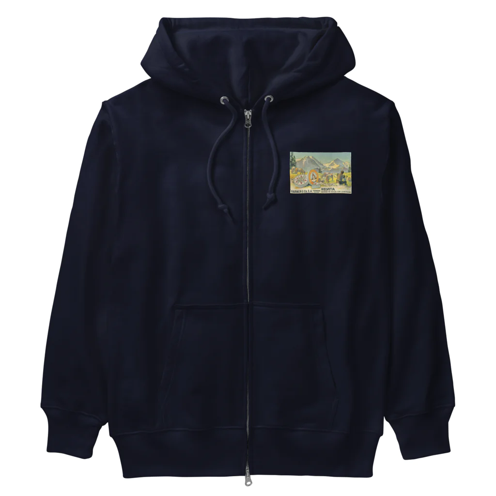 YS VINTAGE WORKSのスペインで販売されたスイスチーズ 1950年代　リトグラフ Heavyweight Zip Hoodie