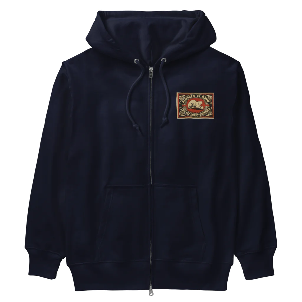 YS VINTAGE WORKSのスウェーデン　マッチ箱　グアテマラEL GATO猫 Heavyweight Zip Hoodie