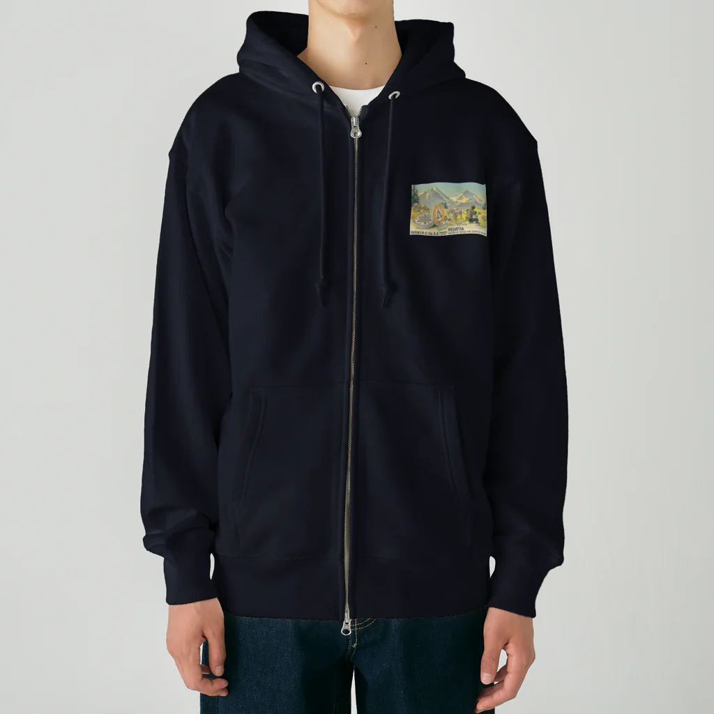 YS VINTAGE WORKSのスペインで販売されたスイスチーズ 1950年代　リトグラフ Heavyweight Zip Hoodie