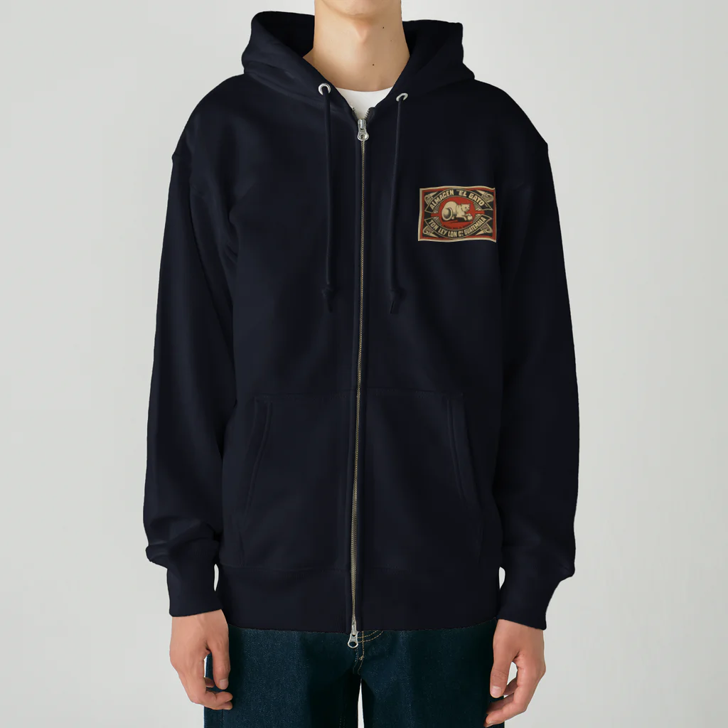 YS VINTAGE WORKSのスウェーデン　マッチ箱　グアテマラEL GATO猫 Heavyweight Zip Hoodie