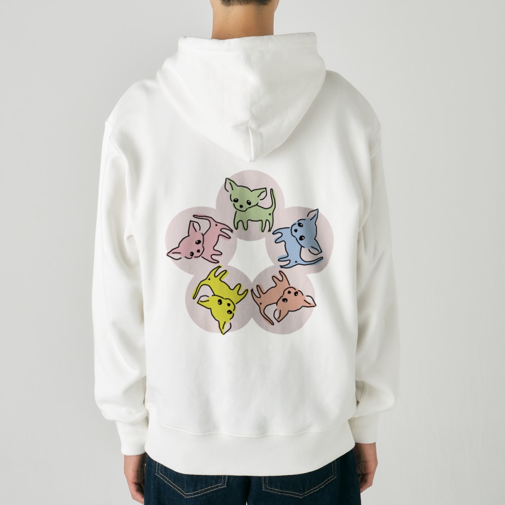 akane_art（茜音工房）のゆるチワワ（フラワーサークル） Heavyweight Zip Hoodie