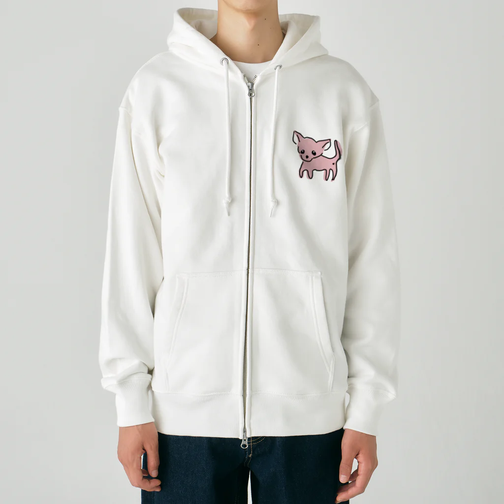 akane_art（茜音工房）のゆるチワワ（ピンク） Heavyweight Zip Hoodie