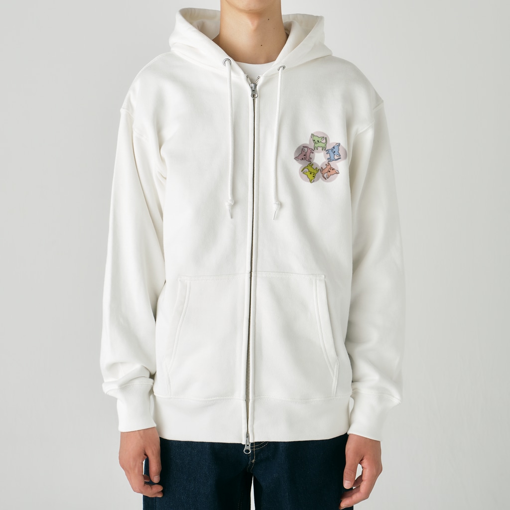 akane_art（茜音工房）のゆるチワワ（フラワーサークル） Heavyweight Zip Hoodie