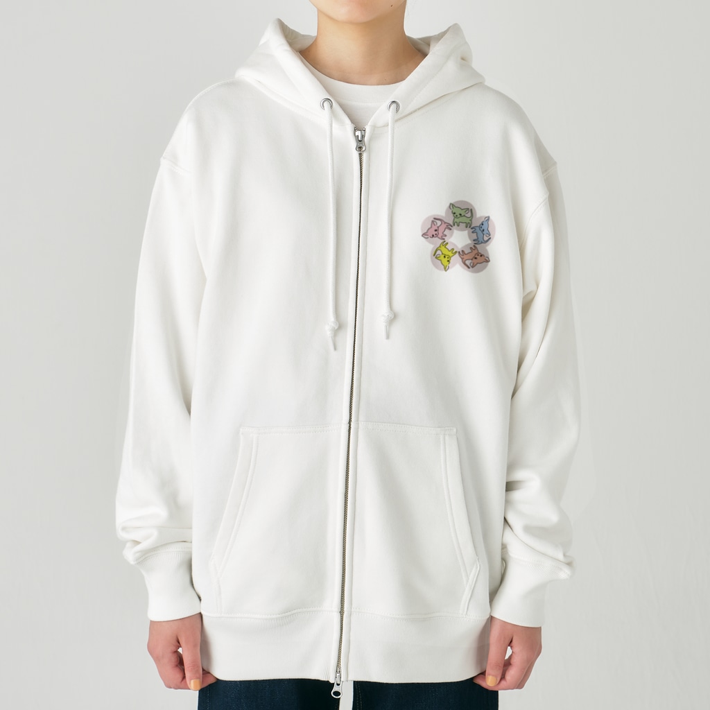 akane_art（茜音工房）のゆるチワワ（フラワーサークル） Heavyweight Zip Hoodie