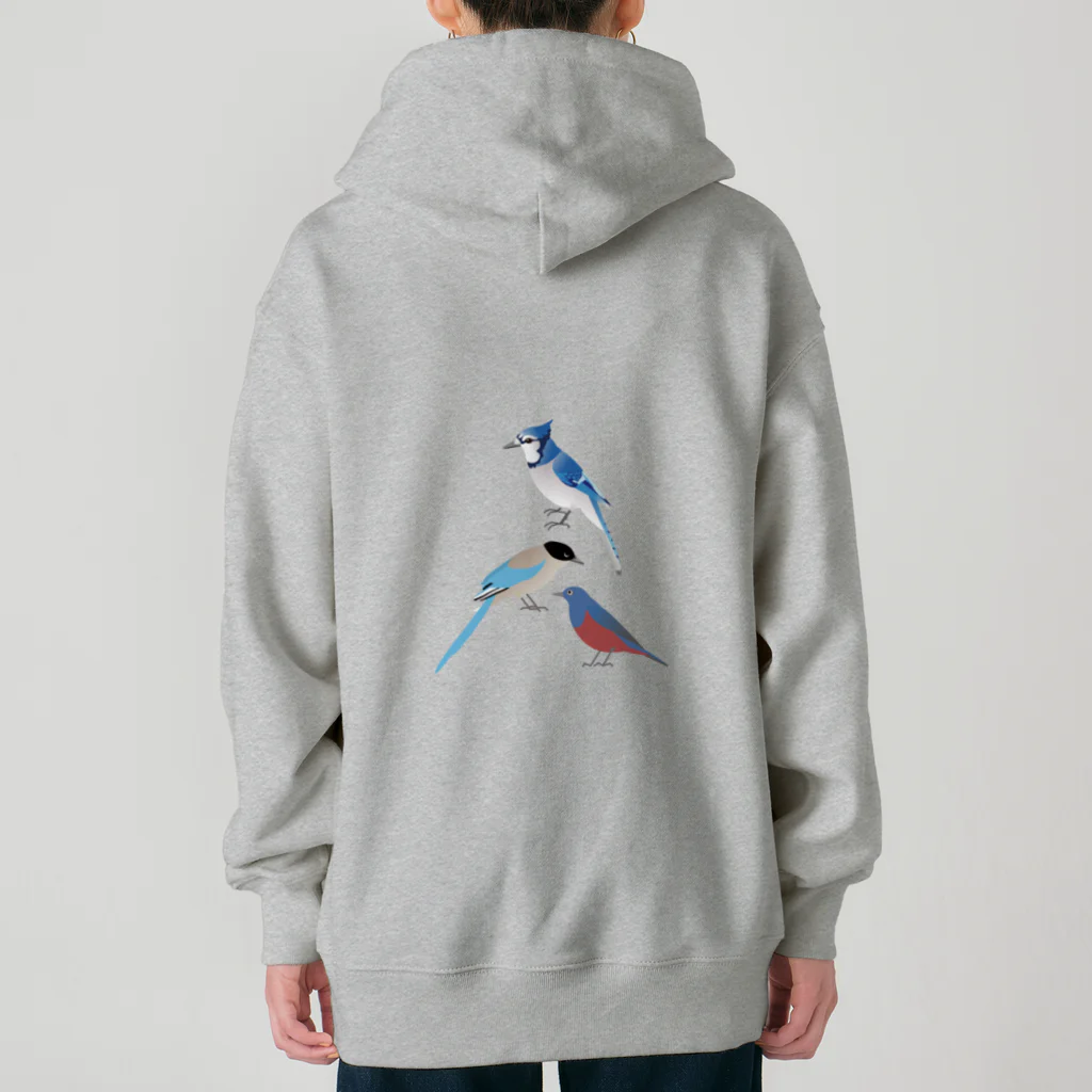 エダマメトイチ雑貨店のI love blue birds 3 イソヒヨドリ  Heavyweight Zip Hoodie