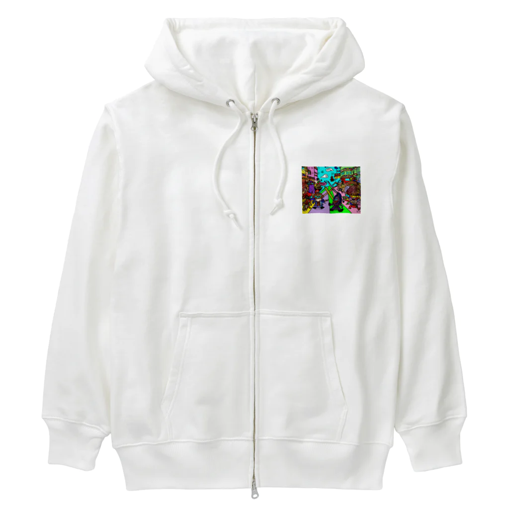 Ａ’ｚｗｏｒｋＳの宇宙人類皆兄弟 HORIZONTAL Heavyweight Zip Hoodie