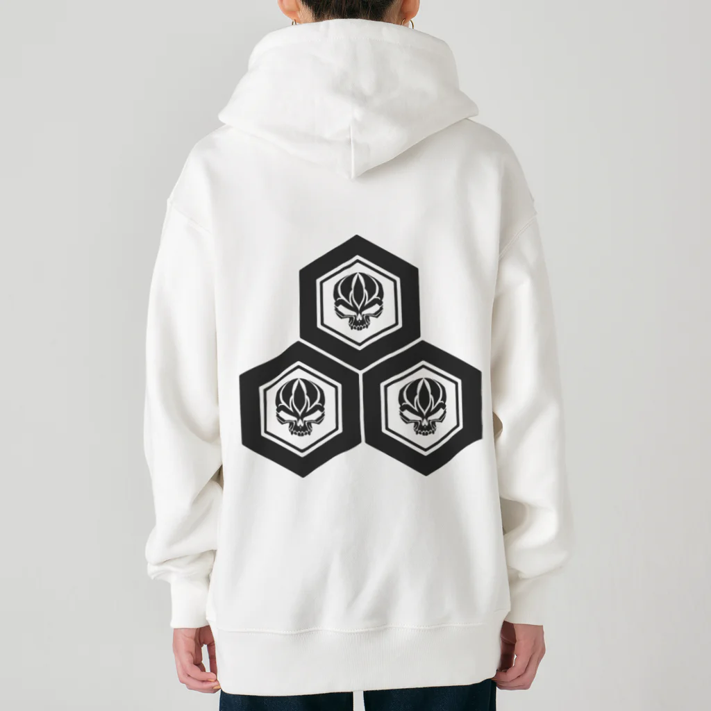 Ａ’ｚｗｏｒｋＳの三つ盛り亀甲に髑髏 薄墨（オリジナル家紋シリーズ） Heavyweight Zip Hoodie