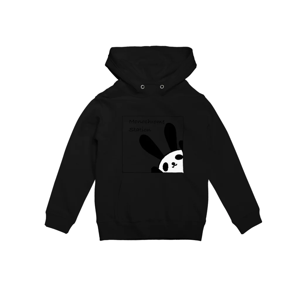 Monochrome Station Goodsのぱんびっとくん ちらっとver. キッズサイズ用 Hoodie