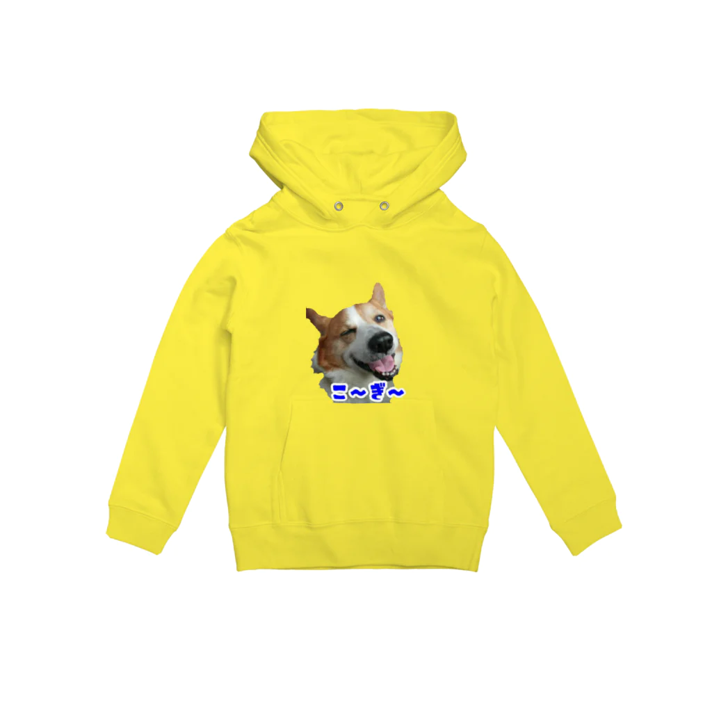 ハートのしっぽコーギーグッズ屋さん♡の【Kids】ウィンク こーぎーパーカー青 Hoodie