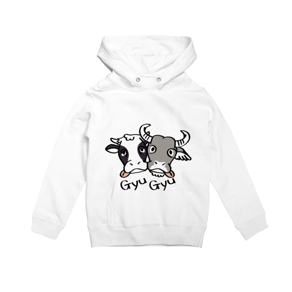 キッズサイズ　わんぱくぽめる堂のキッズサイズ　牛のギュウギュウ Hoodie