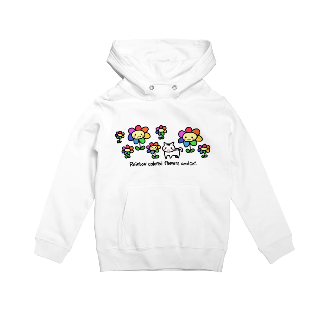 ピンキーハウスの虹色の花と猫（Kids）フチなし Hoodie