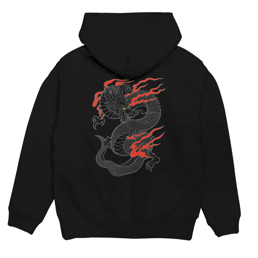 Siderunの館 B2の【バックプリント】白龍 (線画) Hoodie:back