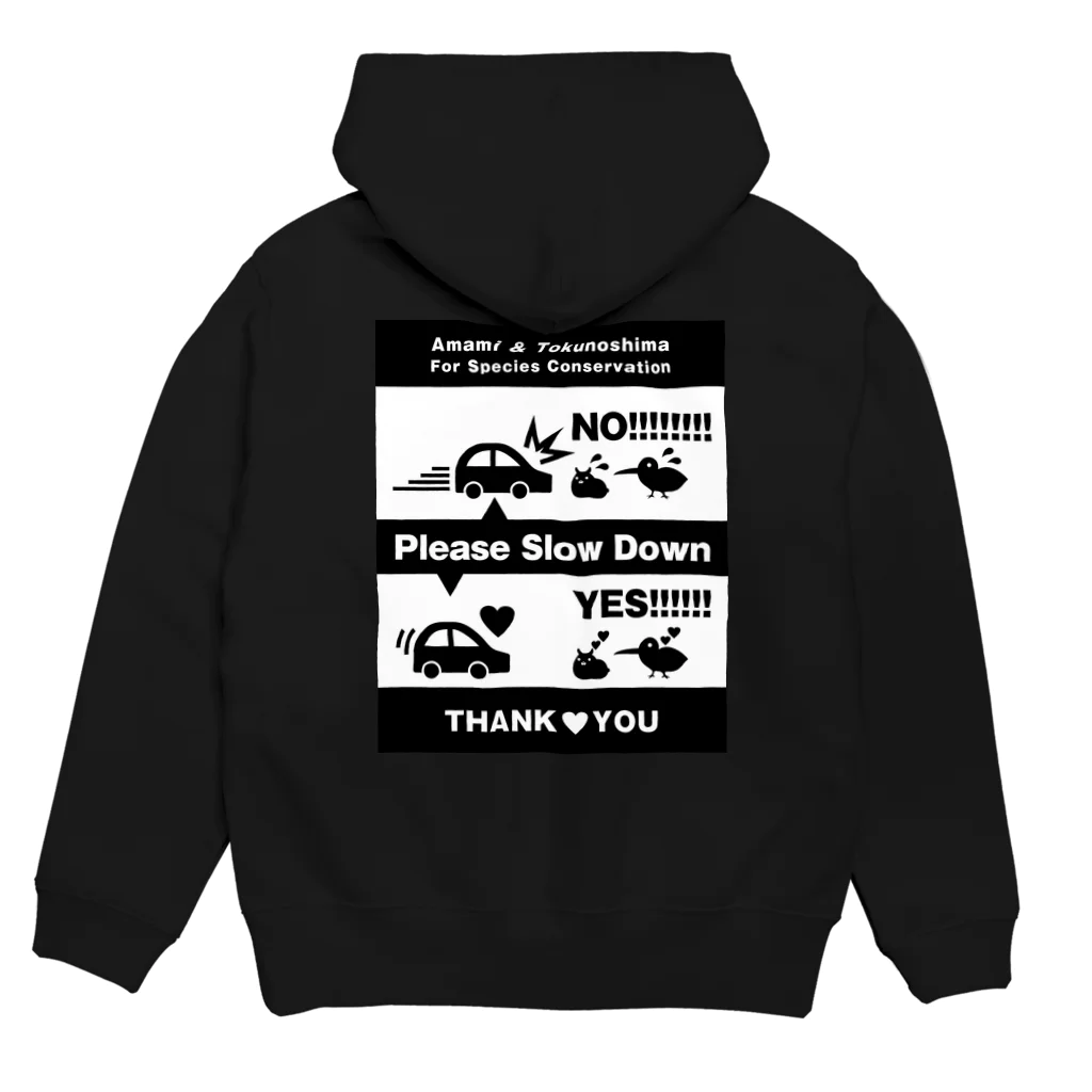 P@DESIGN～生物多様性～動物愛護～猫！～犬！～うさぎ！～他！の奄美のロードキルをふせごう Hoodie:back