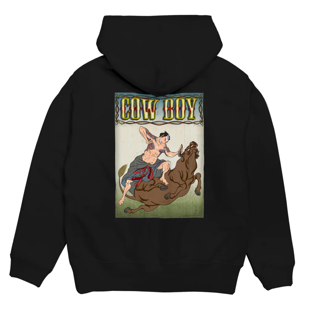 nidan-illustrationの"cow boy"(武者絵) #2 Hoodie:back