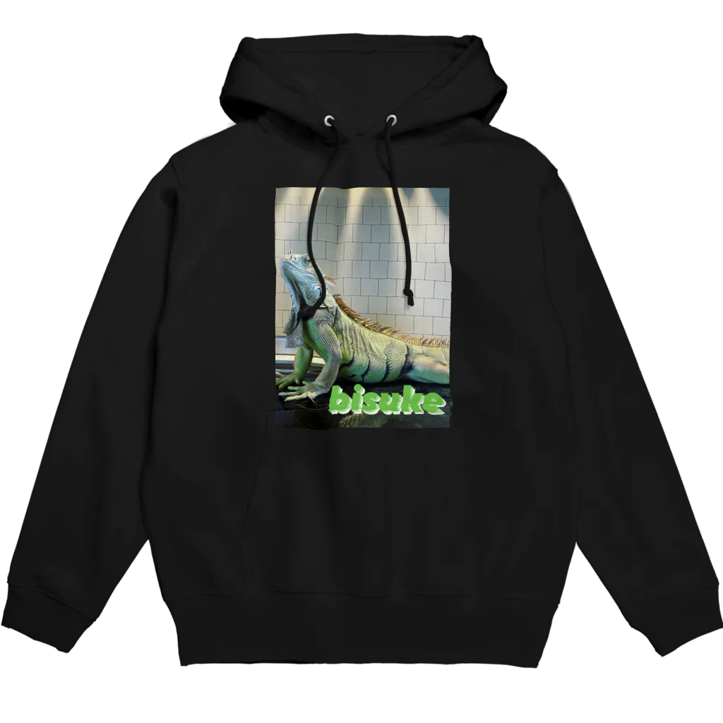 バナナ本舗のグリーンイグアナのビスケ Hoodie