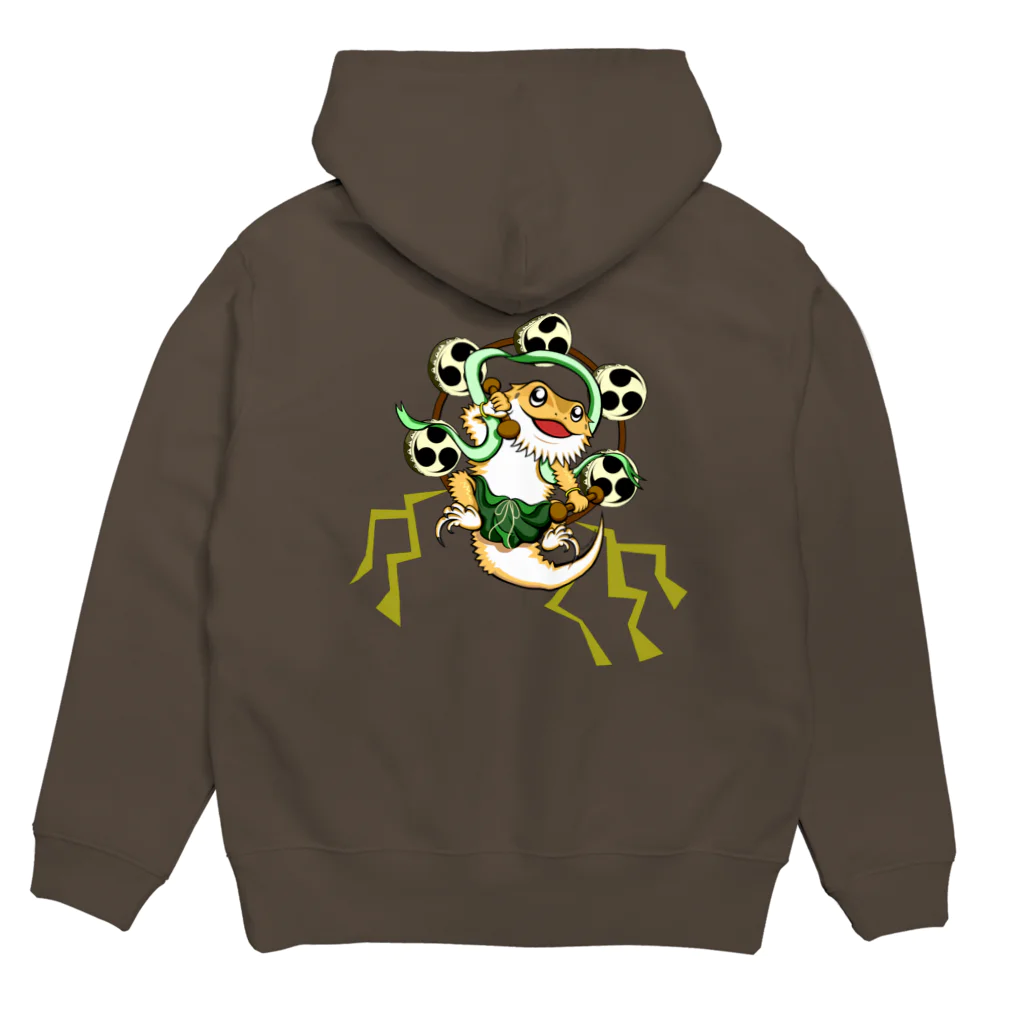 もむのふの爬虫類グッズやさんの風神レオパちゃん・雷神フトアゴちゃん両面プリント Hoodie:back