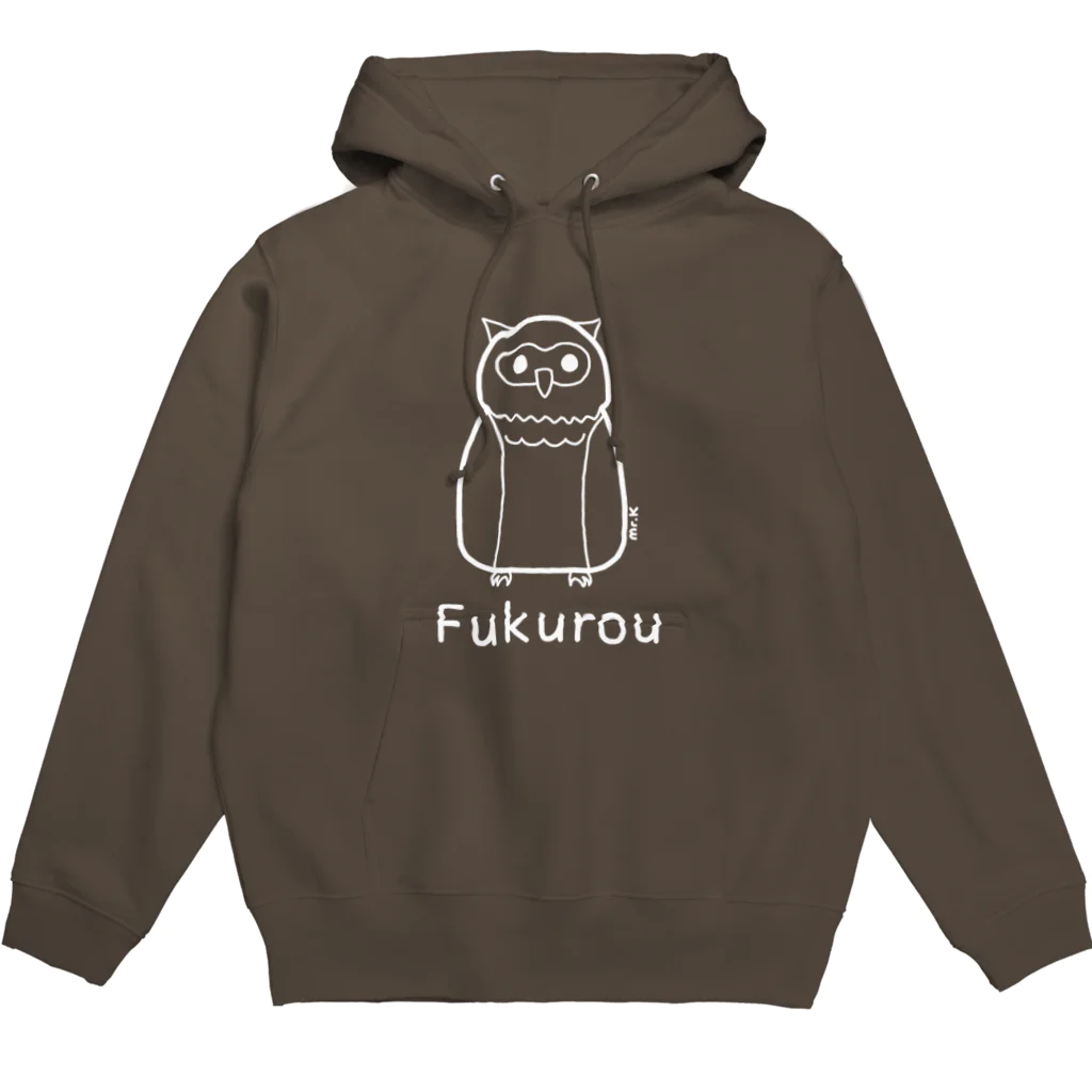 MrKShirtsのFukurou (フクロウ) 白デザイン パーカー