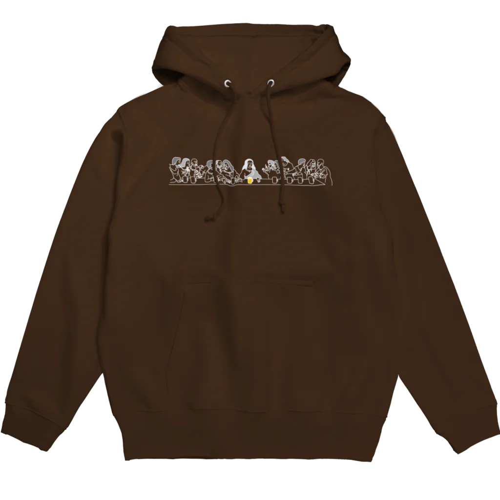 ビールとアート TM-3 Designの名画 × BEER（最後の晩餐）白線画 *文字なしver. Hoodie