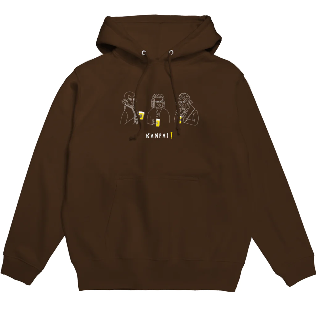 ビールとアート TM-3 Designの偉人 × BEER（三人の音楽家）白線画 Hoodie