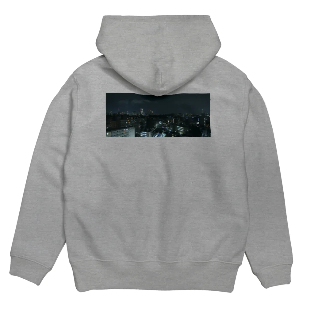 TENRIVERS_FILM　応援グッズのTENRIVER_FILM　応援グッズ　夜の街　背面プリント　前面ロゴ Hoodie:back