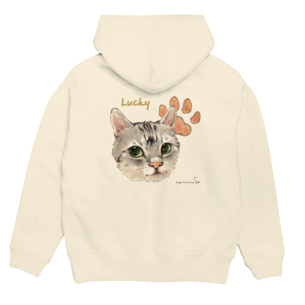 なにぬ猫-YAのうちの子にくきゅうポートレート★Lucky Hoodie:back