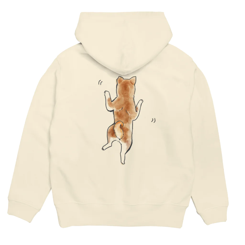 ゆるいTシャツ自己満足用の柴犬こむぎdancing Hoodie:back