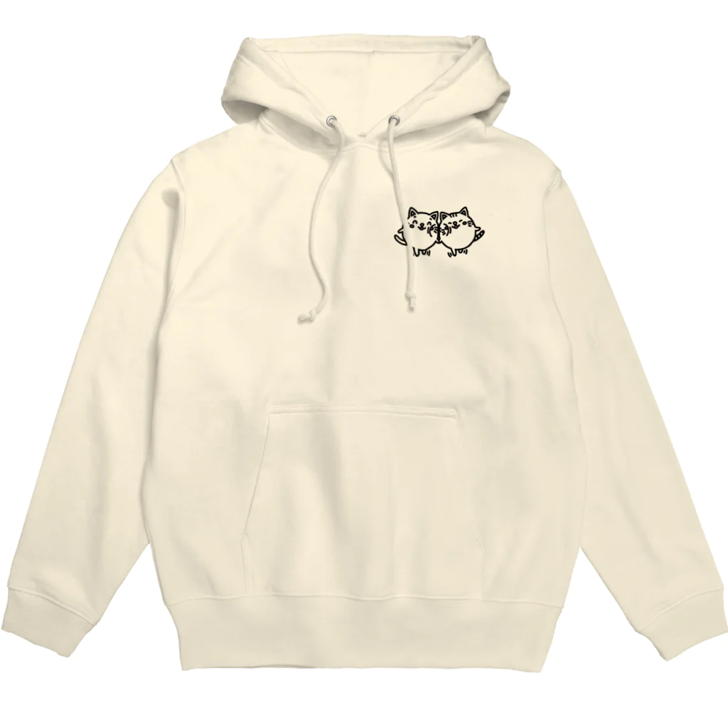 まるコロッ。のニャンコロまる＆茶トラニャンコロまる・くっつき（小）（線画：黒バージョン） Hoodie