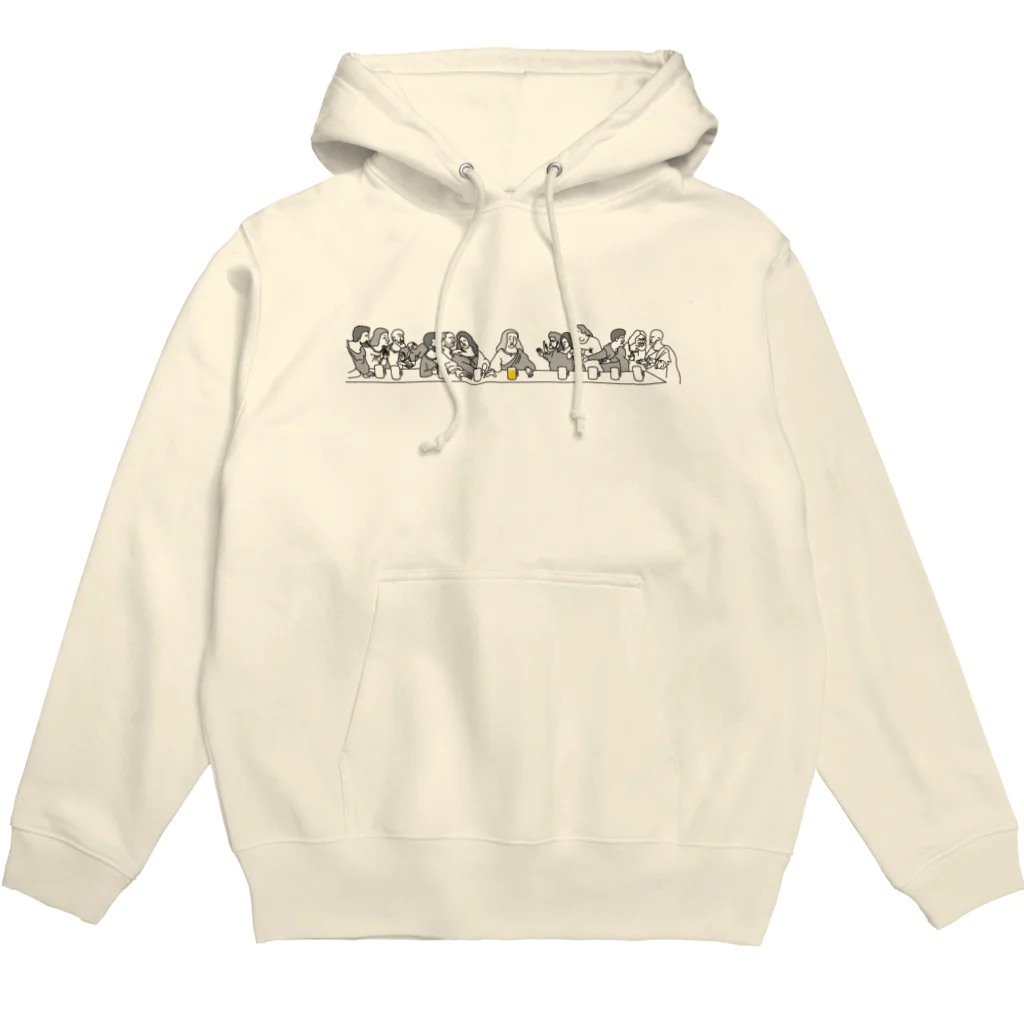 ビールとアート TM-3 Designの名画 × BEER（最後の晩餐）黒線画 *文字なしver. Hoodie