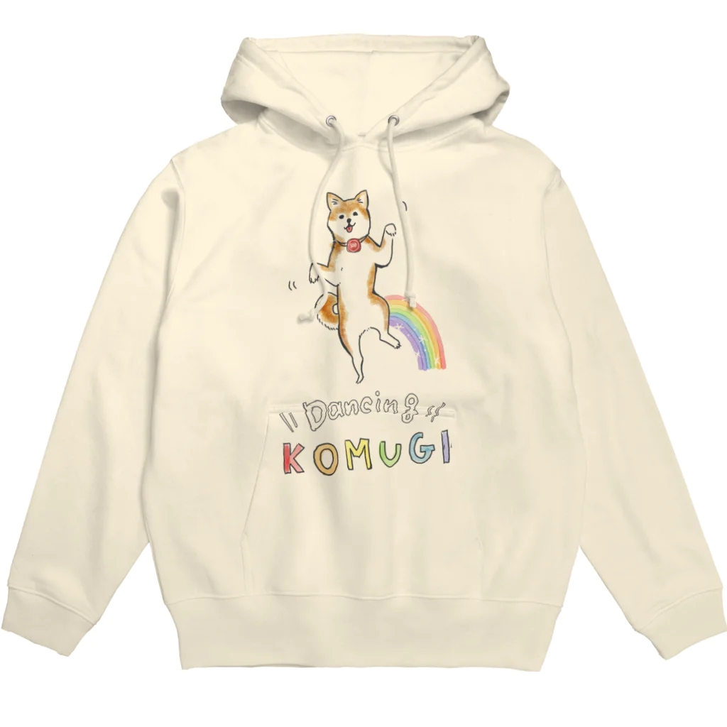 ゆるいTシャツ自己満足用の柴犬こむぎdancing Hoodie