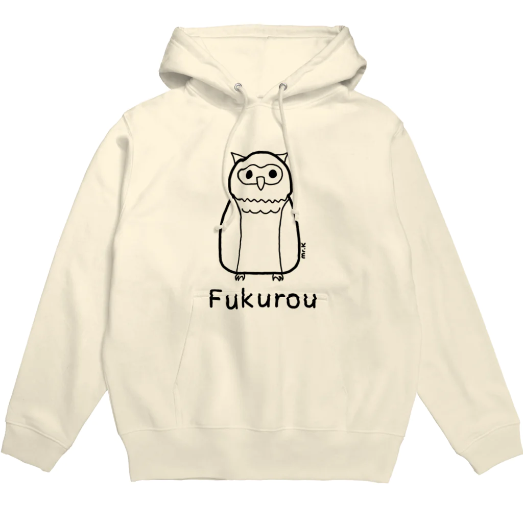 MrKShirtsのFukurou (フクロウ) 黒デザイン パーカー