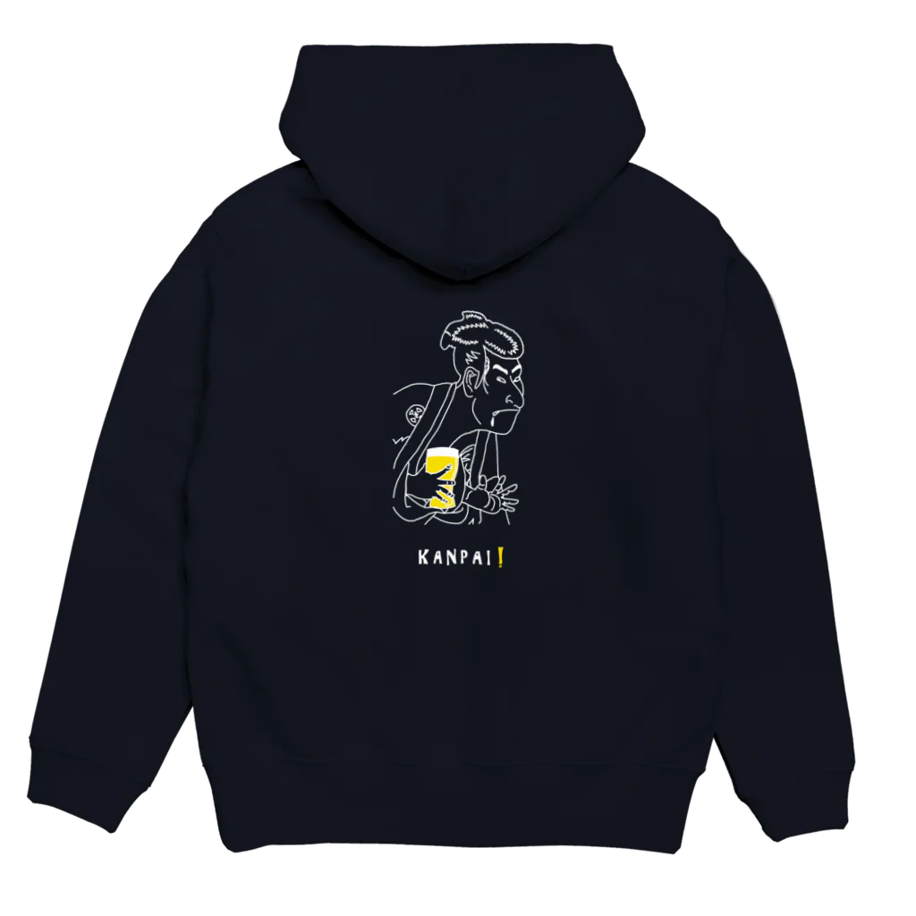 ビールとアート TM-3 Designの名画 × BEER（写楽）白線画 Hoodie:back