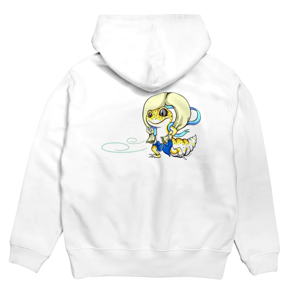 もむのふの爬虫類グッズやさんの風神レオパちゃんバックプリント（両面） Hoodie:back