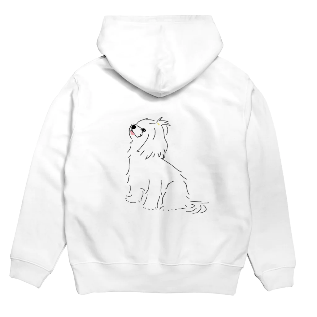 merciro maltese dogのおすわりマルチーズ犬 Hoodie:back