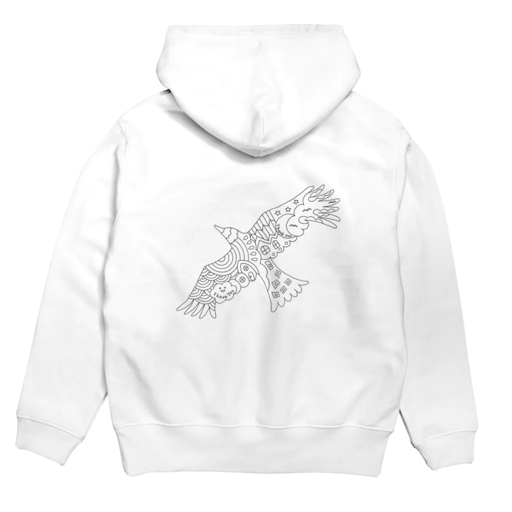 KANAT  LAMHITAの虹色の飛ぶ鳥 Hoodie:back